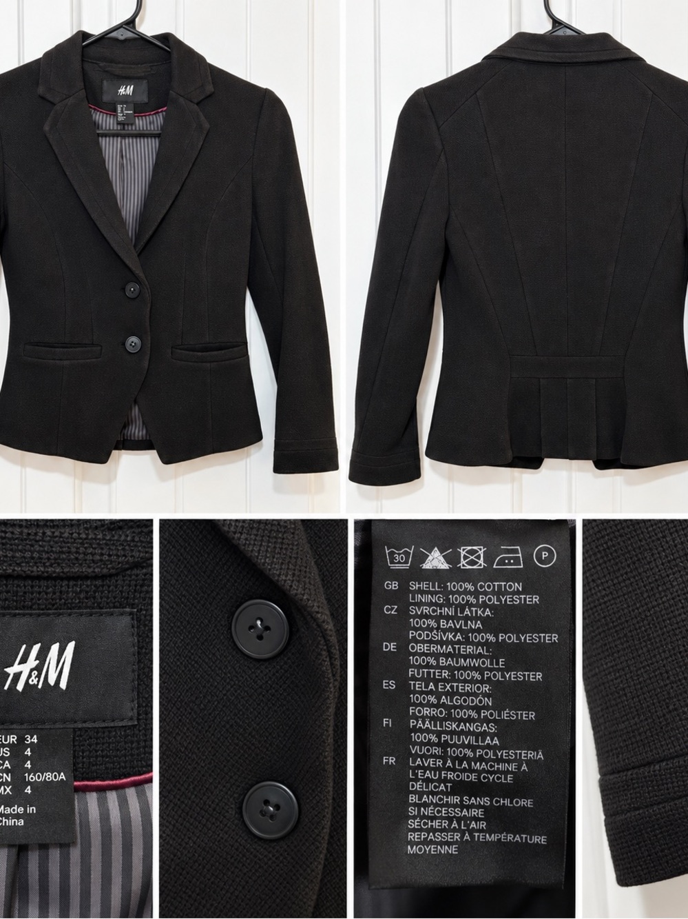 H&M Black Women's Tailored Blazer Jacket